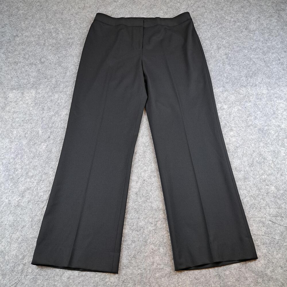 Lafayette 148 New York Pants Womens 10 Black Wide Wool Stretch Trousers Career